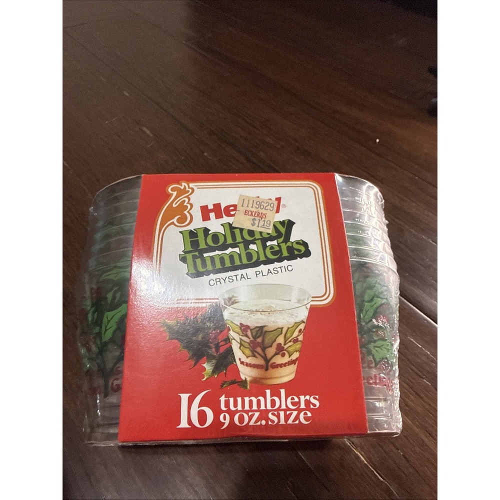 Vintage 1981 Hefty‎ Holiday Tumblers 16 Tumblers 9 Ounces Christmas Holiday